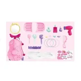 Kolorowa walizka na kółkach z akcesoriami do zabawy w piękność