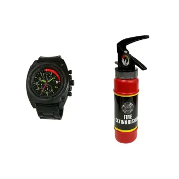 Zestaw Strażacki Kask Gaśnica Toporek Maska Łom Akcesoria Czerwony