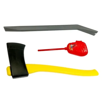 Zestaw Strażacki Kask Gaśnica Toporek Maska Łom Akcesoria Czerwony