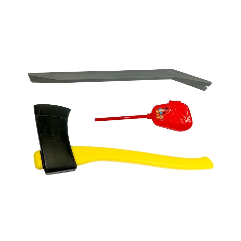 Zestaw Strażacki Kask Gaśnica Toporek Maska Łom Akcesoria Czerwony