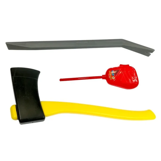 Zestaw Strażacki Kask Gaśnica Toporek Maska Łom Akcesoria Czerwony