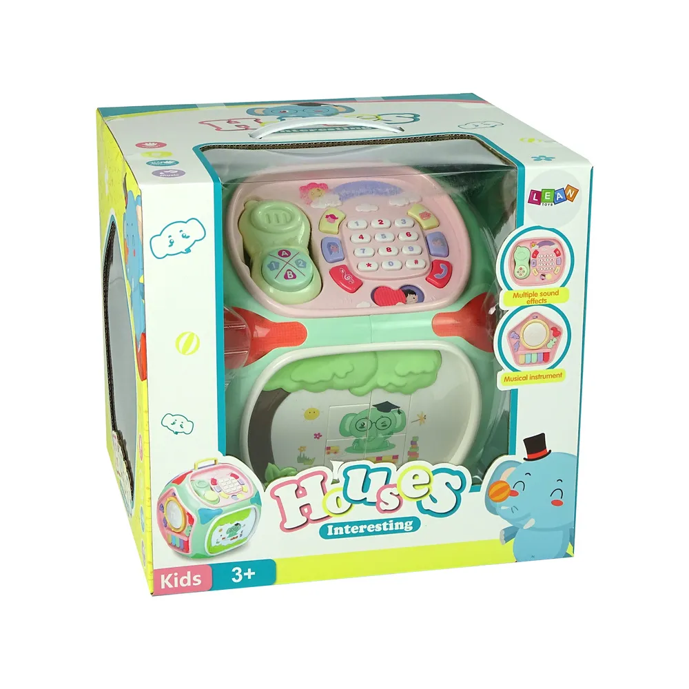 Kolorowa kostka edukacyjna dla dzieci powyżej 3 lat na białym tle