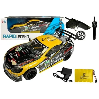 Żółte auto zdalnie sterowane sportowe 1:10 widok z boku