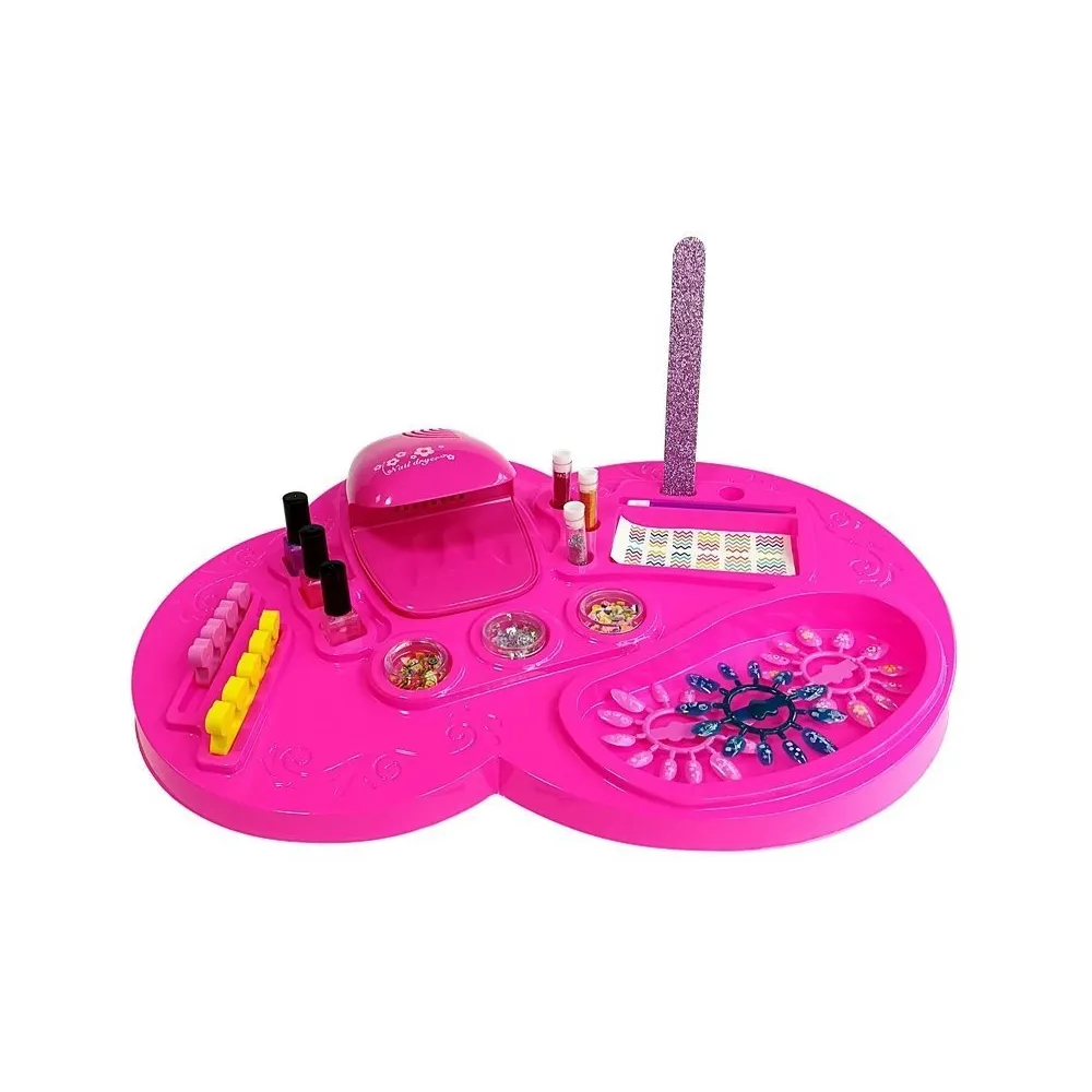 Kolorowe lakiery i brokaty w zestawie kosmetyczki dla dzieci