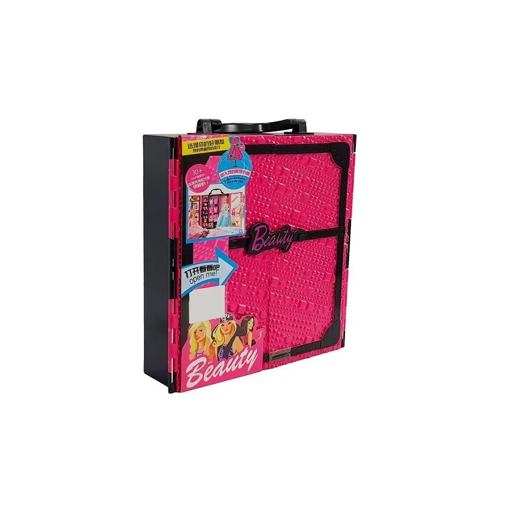 Kolorowa szafa zabawkowa z lalką i modowymi akcesoriami dla dziewczynek