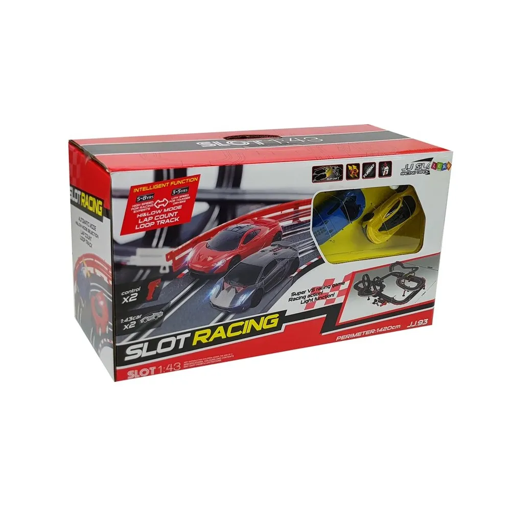 Tor samochodowy Turbo 1:43 po złożeniu z efektowną pętlą oraz licznikami