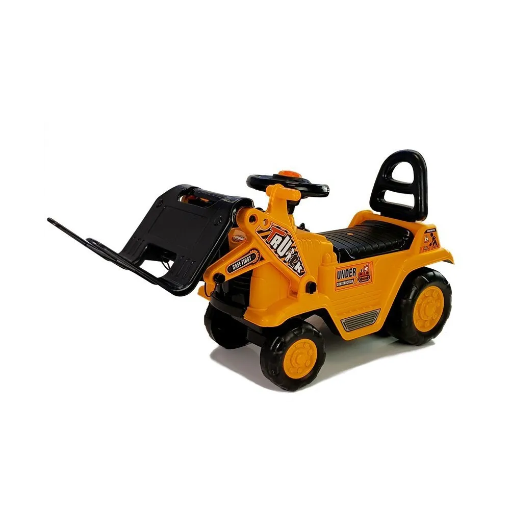 Jeździk dla malucha w kształcie wózka widłowego w kolorze żółtym