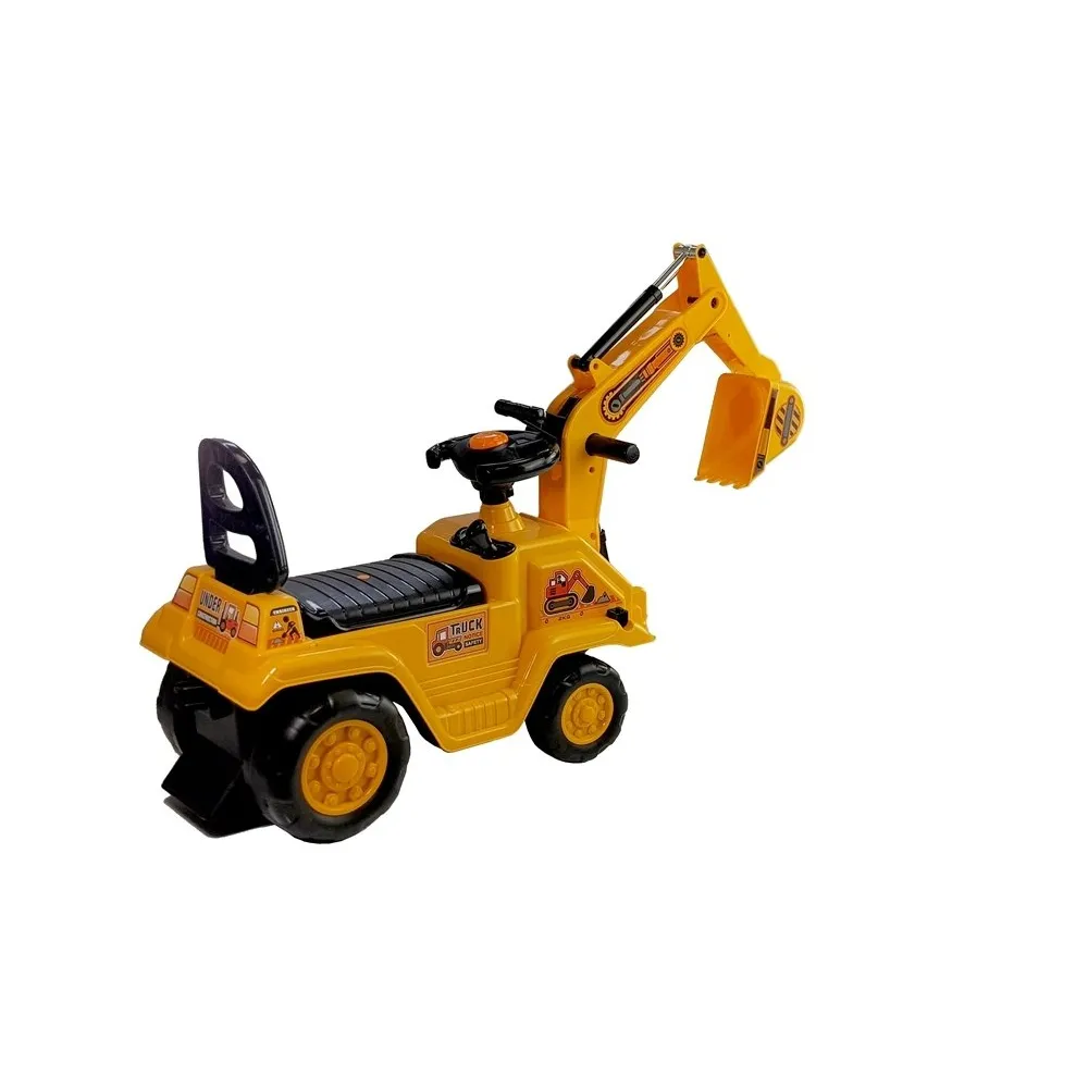 Koparka dziecięca z czarnymi kołami i wygodnym oparciem