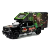 Zabawka camper z dinozaurami, efekt świetlny świecących reflektorów