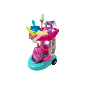 Zestaw Do Sprzątania Na Wózku Odkurzacz Różowy