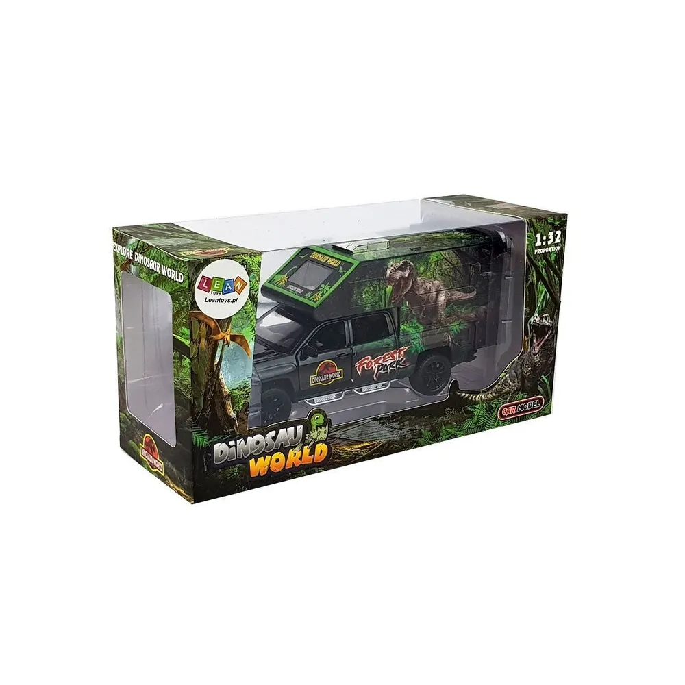 Zabawka samochód campingowy z dinozaurami na estetycznym opakowaniu