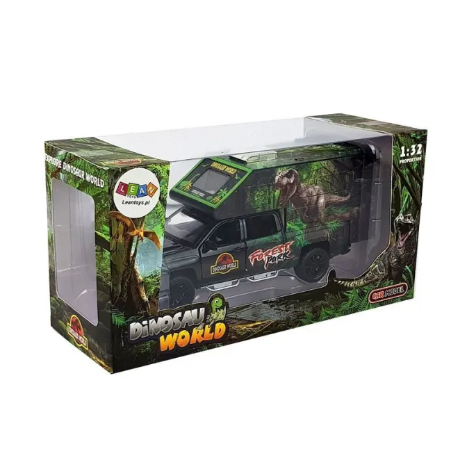Zabawka samochód campingowy z dinozaurami na estetycznym opakowaniu