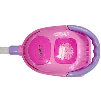 Zabawkowy zestaw sprzątający na wózku z różowym akcentem kolorystycznym