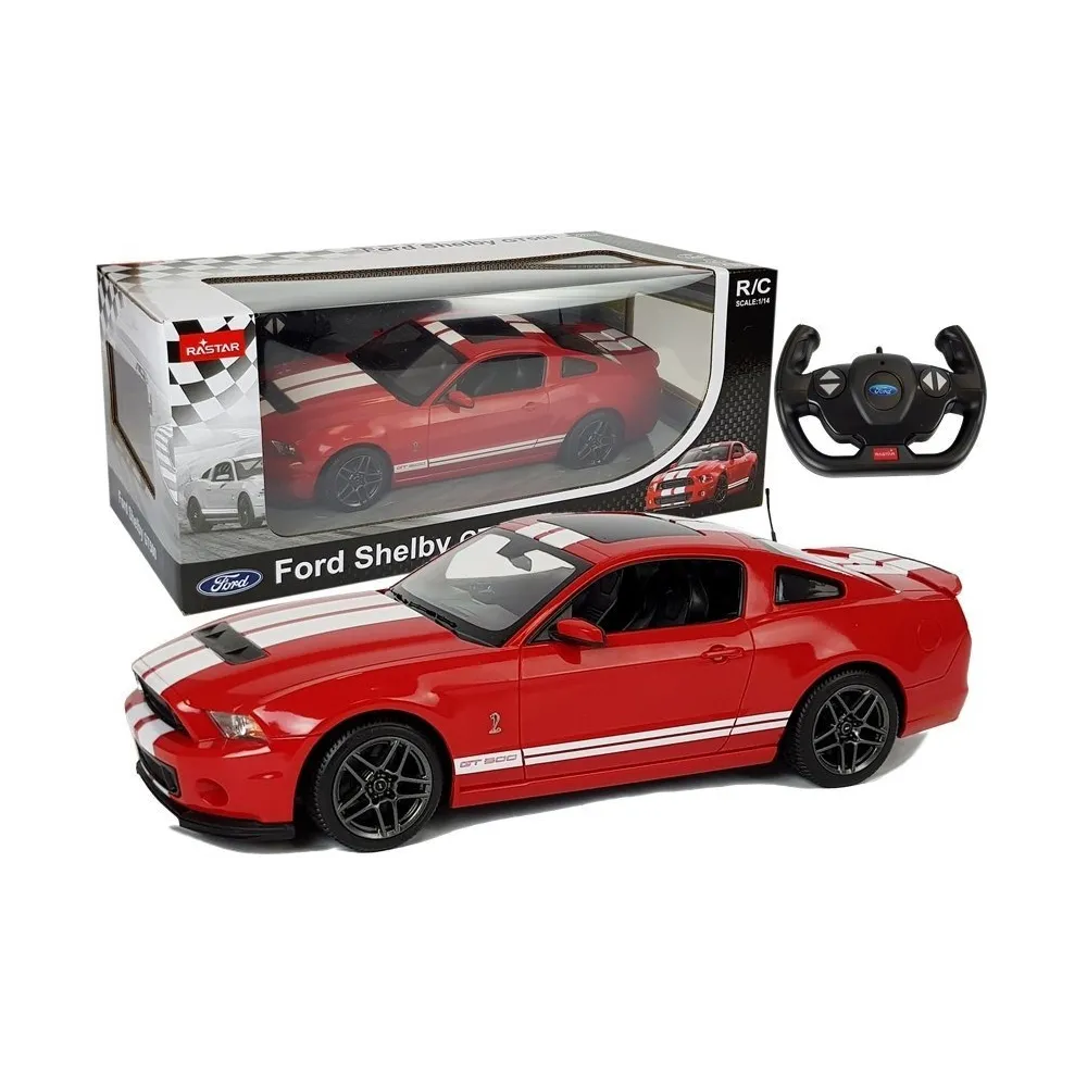 Czerwony samochód R/C Ford Shelby Rastar w skali 1:14 na pilota