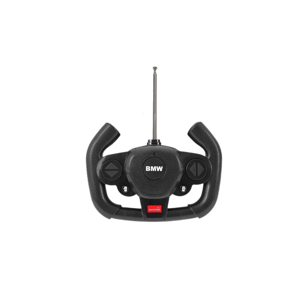 Zbliżenie na detalicznie wykonany model RC BMW i8 biały z licencją BMW