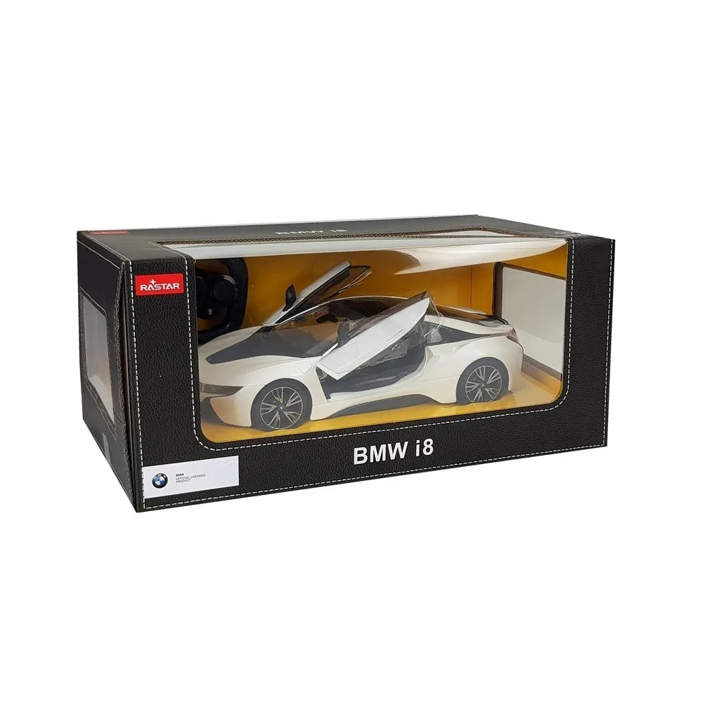 Zestaw BMW i8 Rastar 1:14 biały z kontrolerem i opakowaniem z witryną