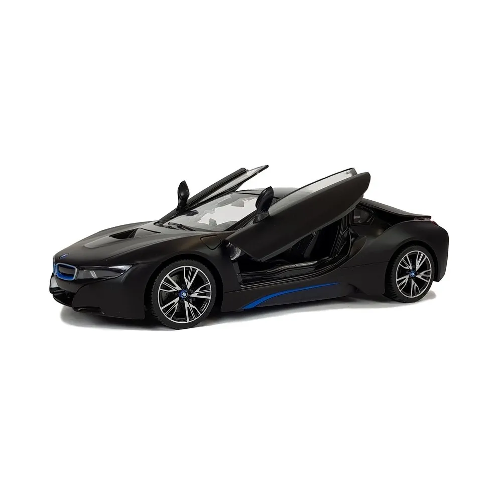 Zbliżenie na otwarte automatycznie drzwi BMW i8 Rastar czarny 1:14
