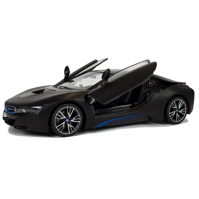 Zbliżenie na otwarte automatycznie drzwi BMW i8 Rastar czarny 1:14