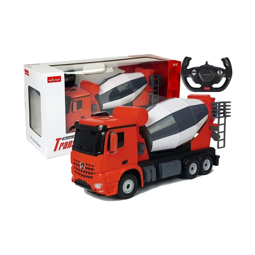 Auto R/C Mercedes-Benz Arocs Rastar 1:14 w czerwonym kolorze na pilota