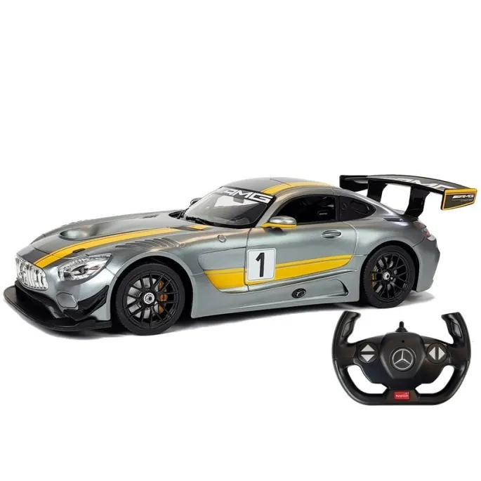 Widok z boku na szczegóły karoserii Mercedes AMG GT3 Rastar 1:14