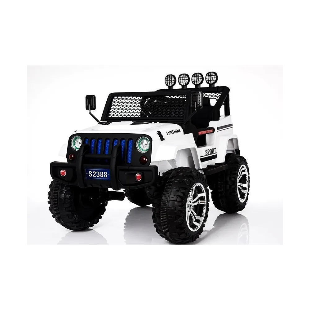 Biały Jeep S2388 na akumulator z dużym prześwitem i otwieranymi drzwiami