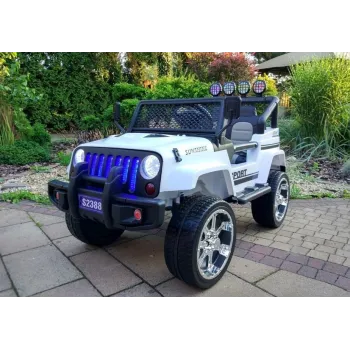 Samochód akumulatorowy 4x45W Jeep S2388 biały idealny do zabawy na świeżym powietrzu