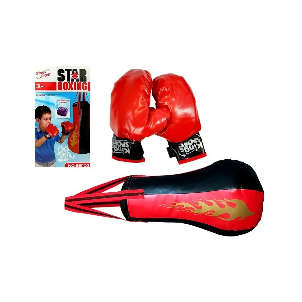 Worek bokserski z rękawicami dla dzieci w zestawie treningowym