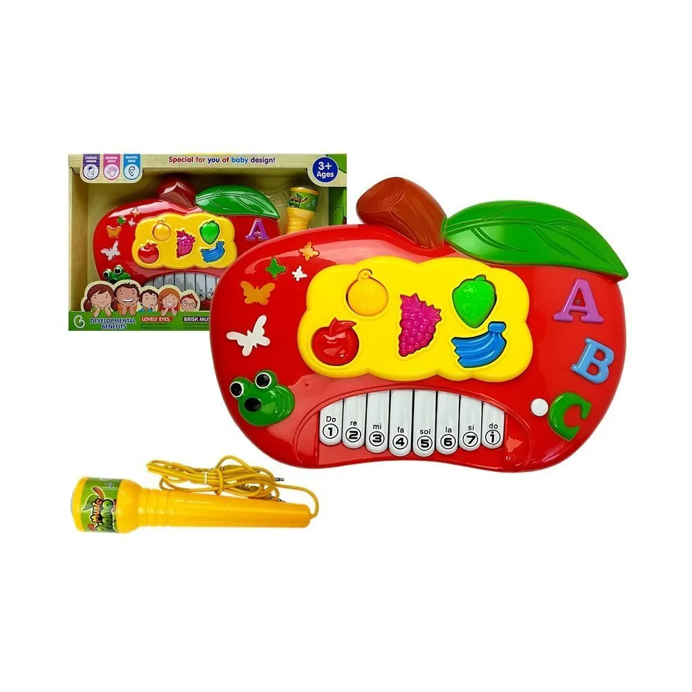 Pianinko elektroniczne w kształcie jabłka z mikrofonem do karaoke