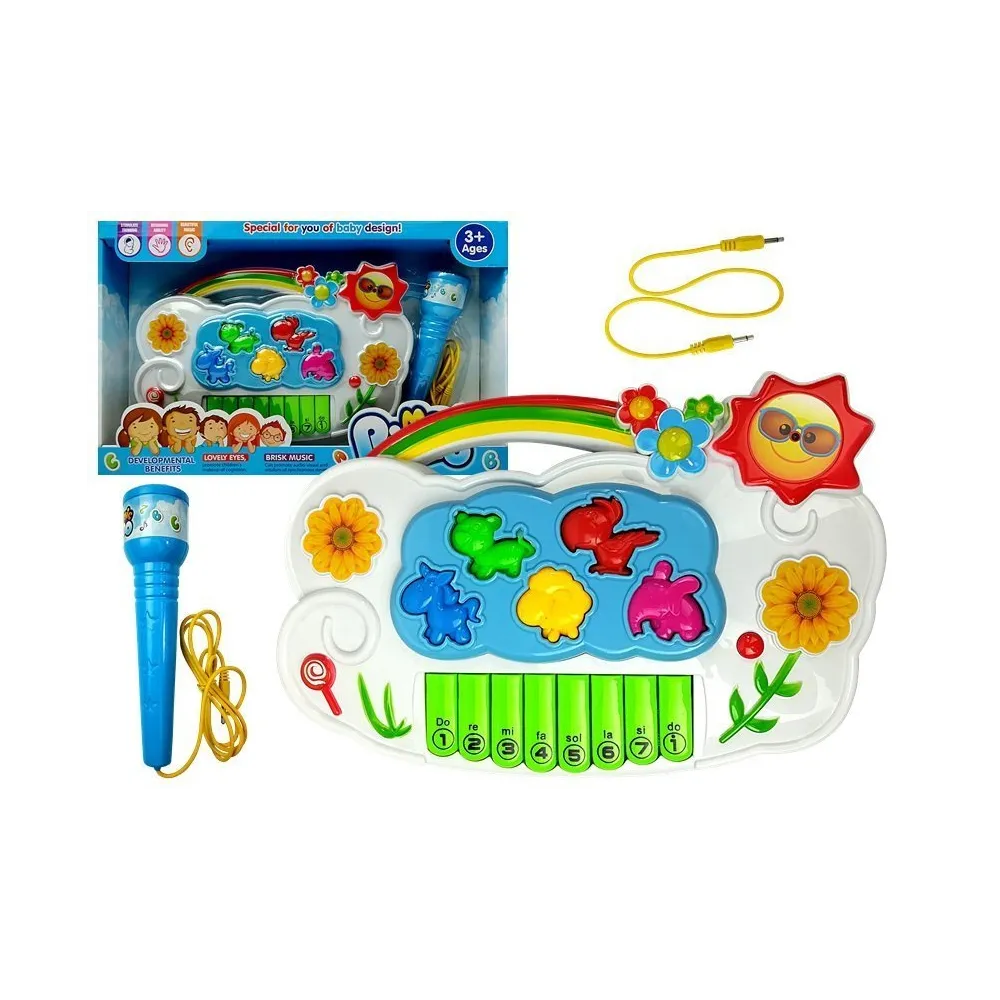 Elektroniczne pianinko kwiatki z mikrofonem dla dzieci na kolorowym tle