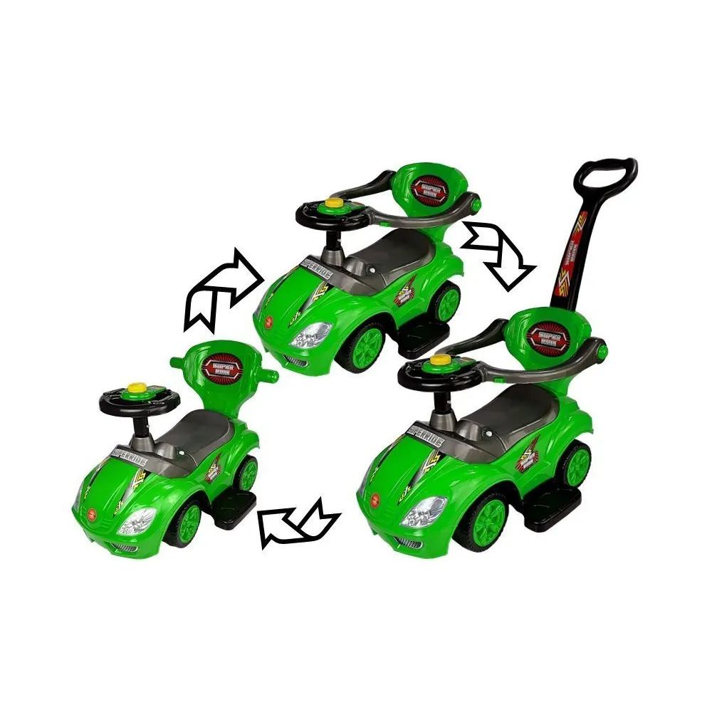 zbliżenie na kierownicę i barierki jeździka mega car 3w1