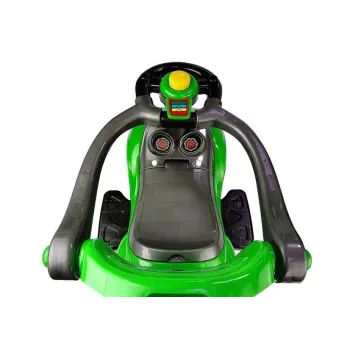 zielony jeździk 3w1 mega car z wygodną, wysoką rączką do prowadzenia