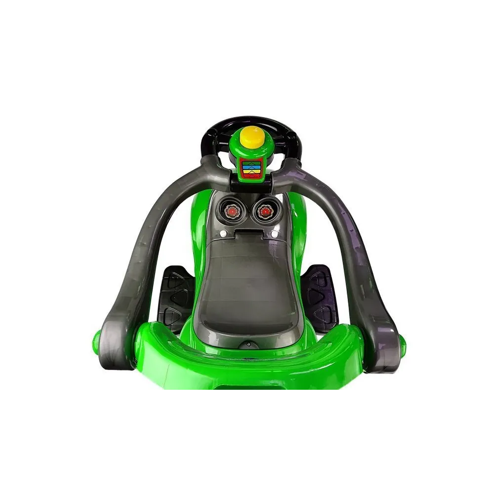 zielony jeździk 3w1 mega car z wygodną, wysoką rączką do prowadzenia