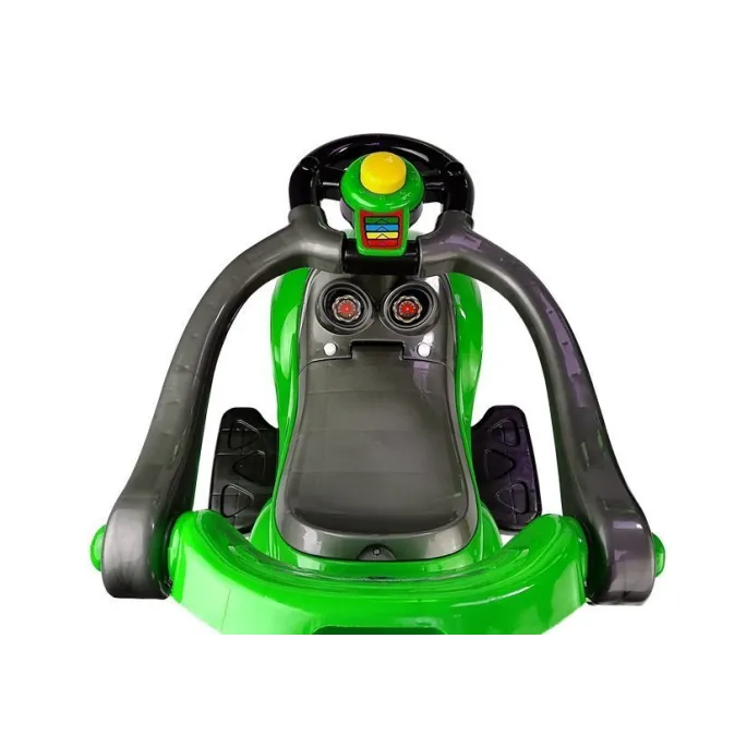 zielony jeździk 3w1 mega car z wygodną, wysoką rączką do prowadzenia