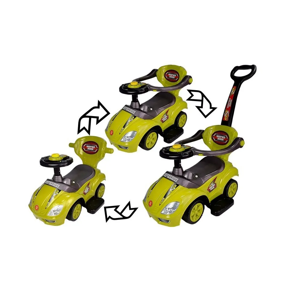 Zbliżenie na siedzenie z praktycznym schowkiem jeździka Mega Car