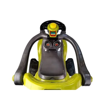 Piszczałka w kierownicy żółtego jeździka Mega Car 3w1