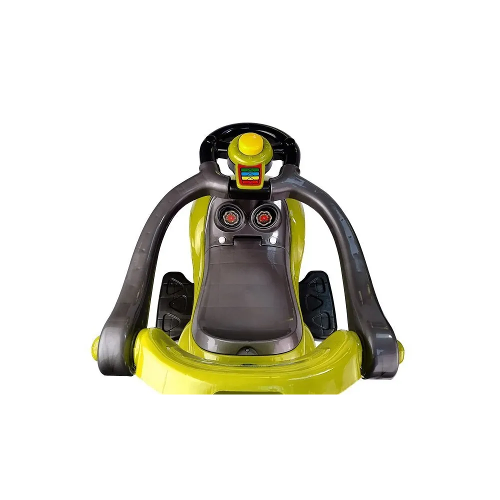 Piszczałka w kierownicy żółtego jeździka Mega Car 3w1