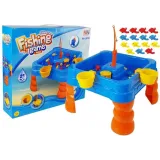Duży zestaw do łowienia rybek z wędkami na kolorowym stoliczku