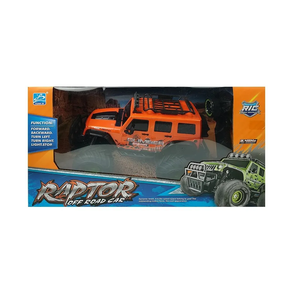 Zabawka jeep RC z efektami świetlnymi podczas jazdy po wyboistym terenie