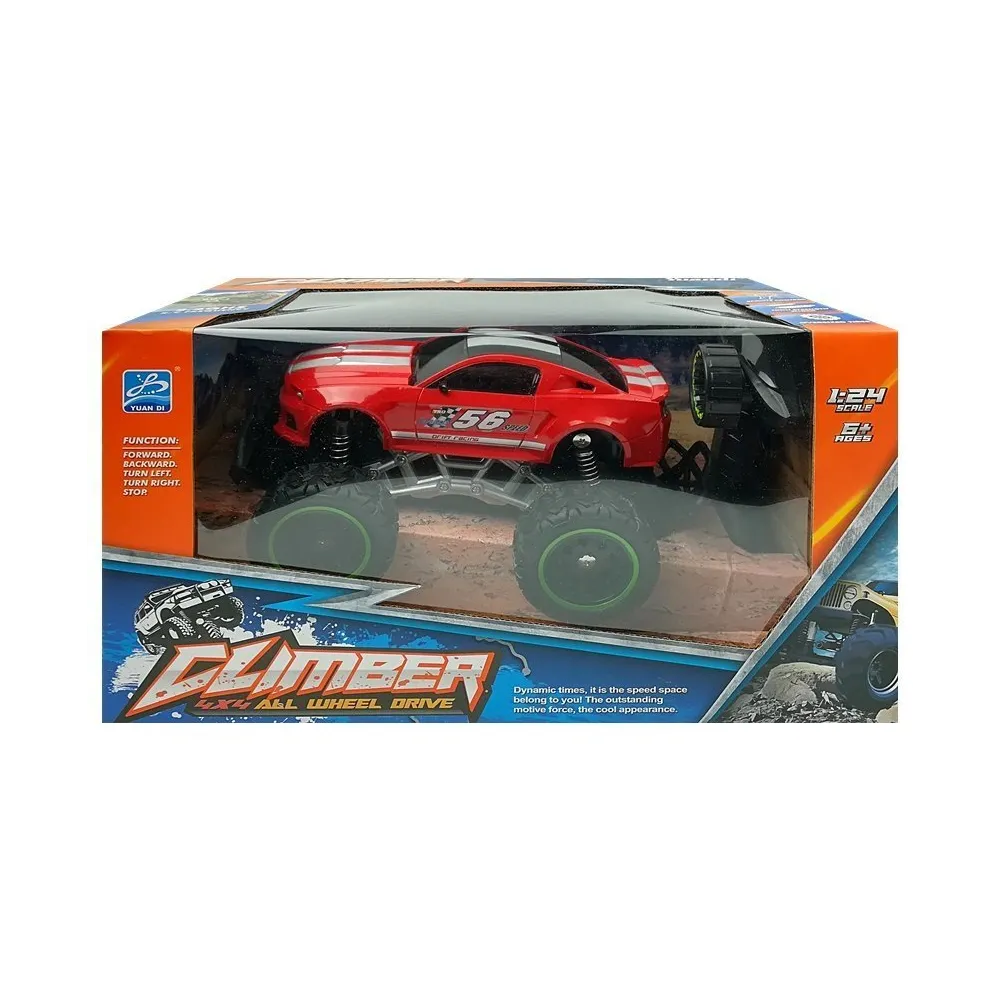 Samochód zdalnie sterowany z certyfikatem CE na tle leśnego szlaku