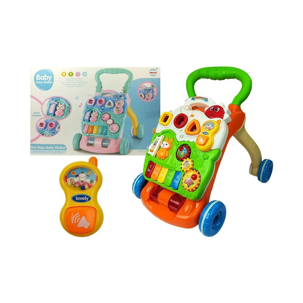 Edukacyjny pchacz dla niemowląt z kolorowym pianinkiem i interaktywnym panelem
