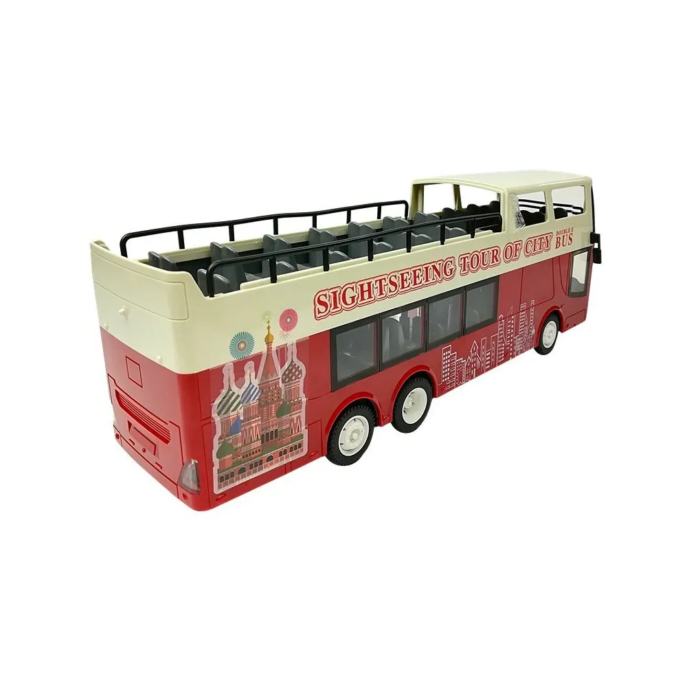 Widok z bliska na detale piętrowego autobusu RC dla najmłodszych