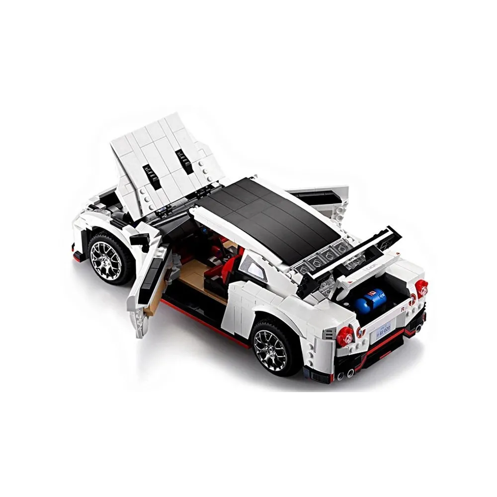 Zestaw klocków z instrukcją i częściami do montażu sportowego samochodu