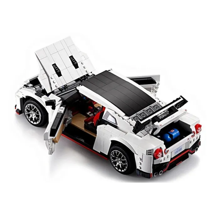 Zestaw klocków z instrukcją i częściami do montażu sportowego samochodu