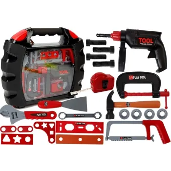 Czarny zestaw narzędzi w walizce dla dzieci od 3 lat