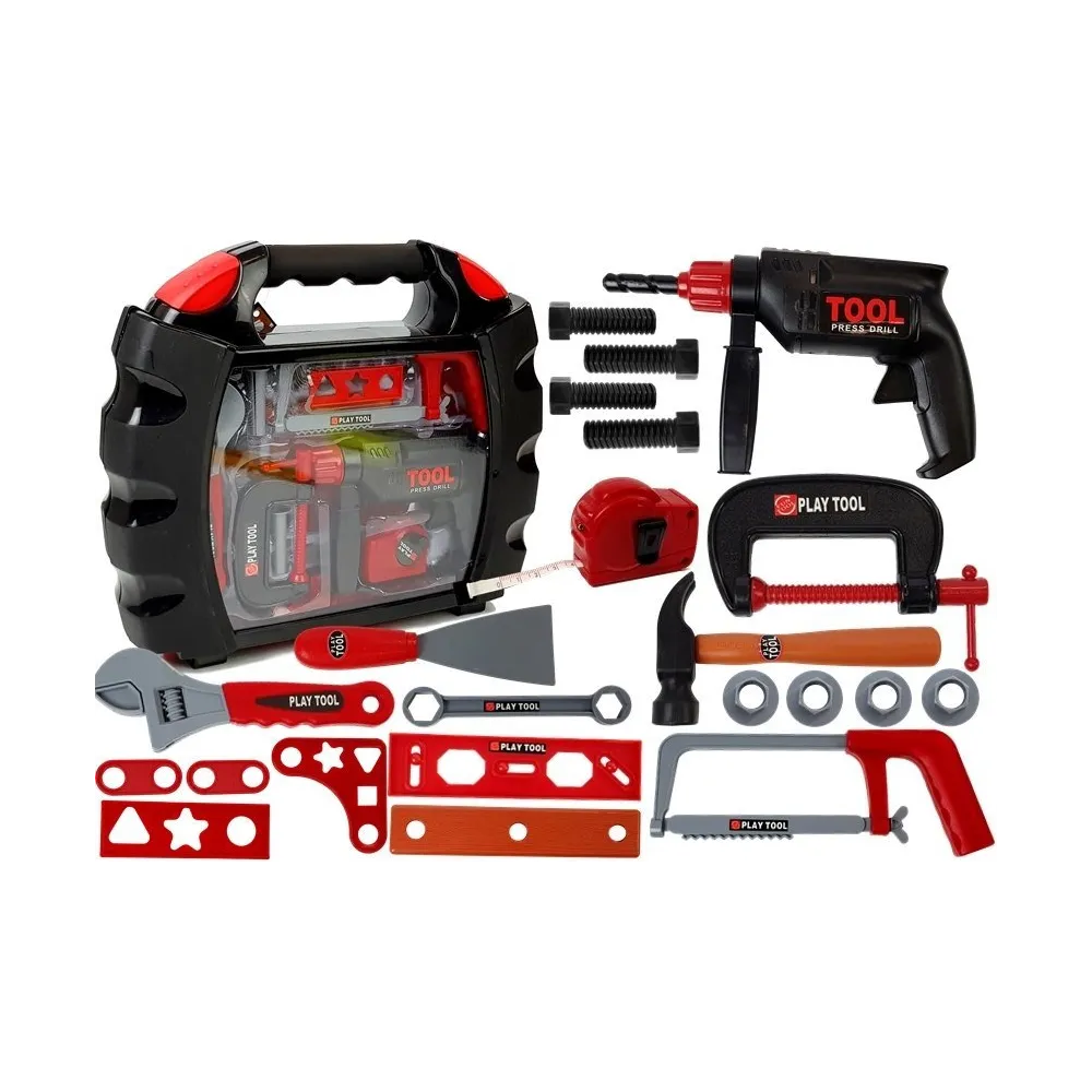 Czarny zestaw narzędzi w walizce dla dzieci od 3 lat