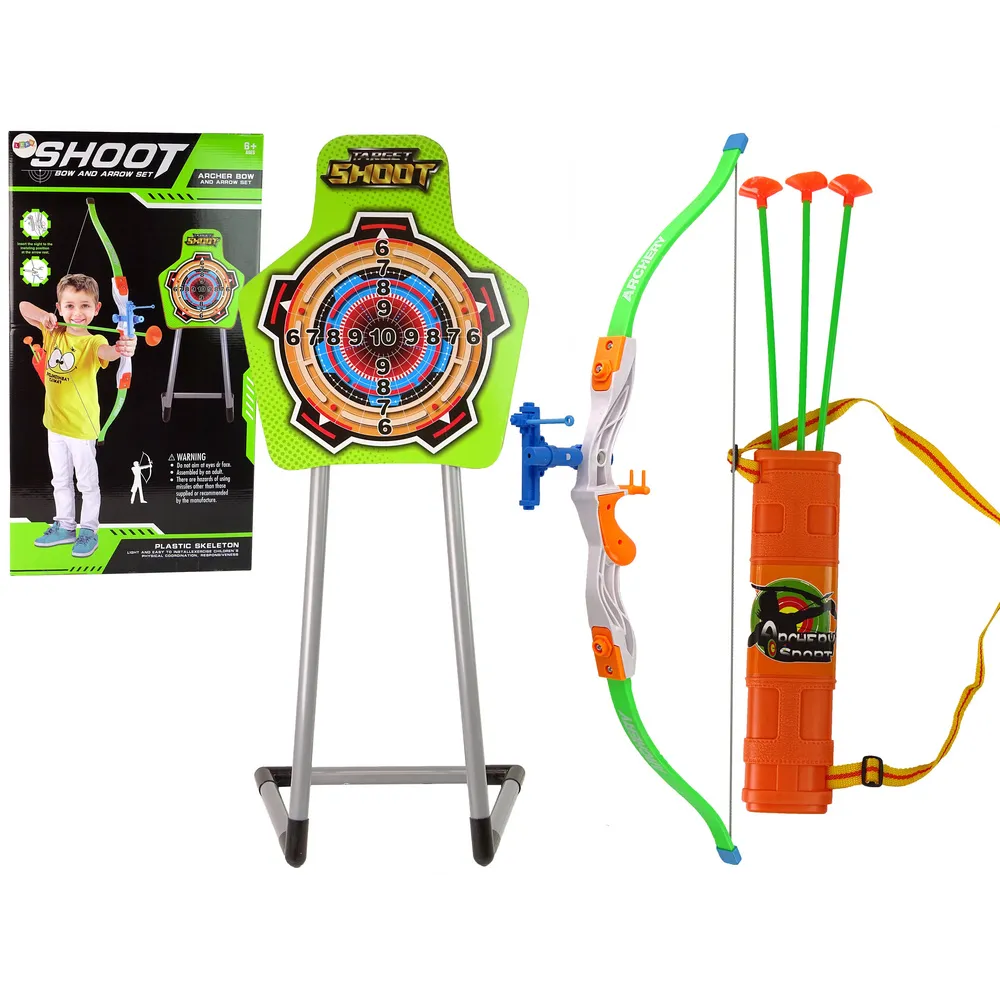 Zestaw strzelecki dla dzieci z łukiem, tarczą, kołczanem i strzałami