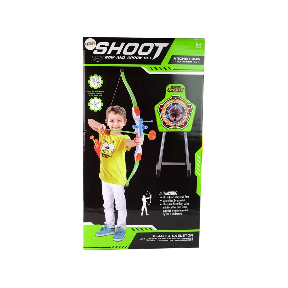 Zabawka rozwijająca koordynację i celność - łuk, tarcza i strzały z przyssawkami