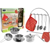 Kompletny zestaw garnków nierdzewnych dla dzieci z akcesoriami 23 elementy