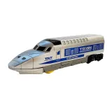 Zabawka lokomotywa na baterie z czerwoną diodą LED i dźwiękami