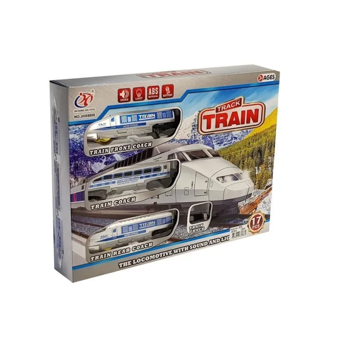 Pociąg zabawka na prezent z realistycznymi światłami i dźwiękiem